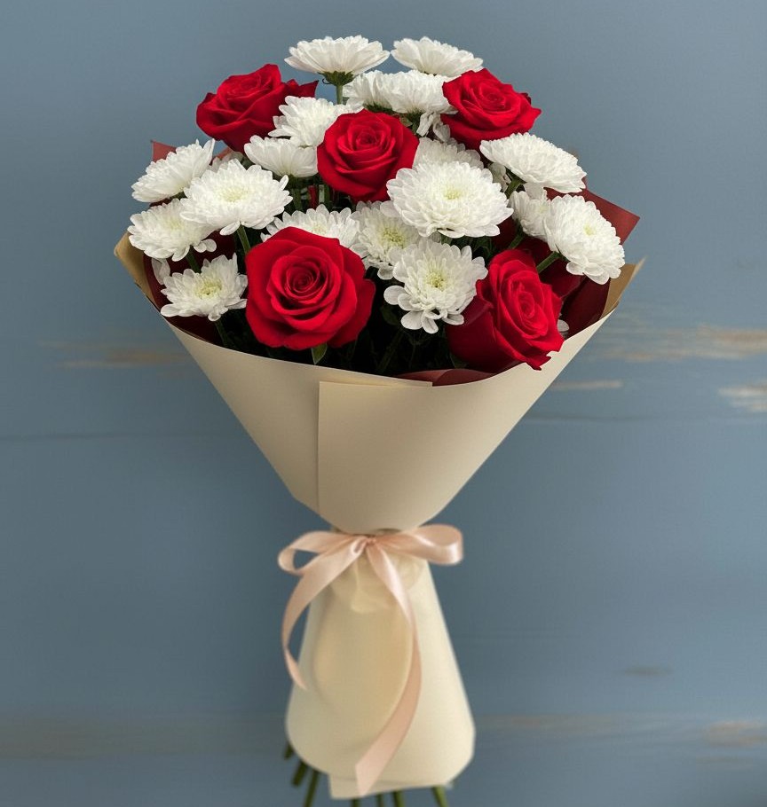 Букет цветов из: Розы и Хризантемы в Лысые Горы