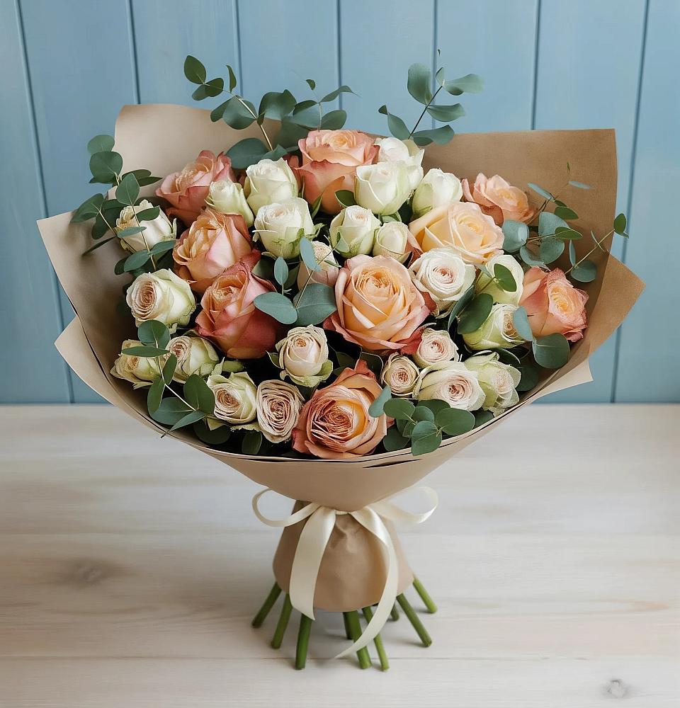 Букет цветов из: Альстромерии и Розы в Лысые Горы