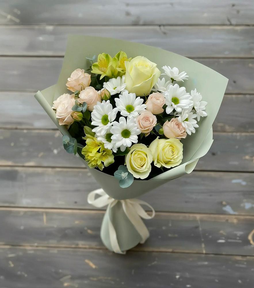 Букет цветов из: Альстромерии, Розы и Хризантемы в Лысые Горы