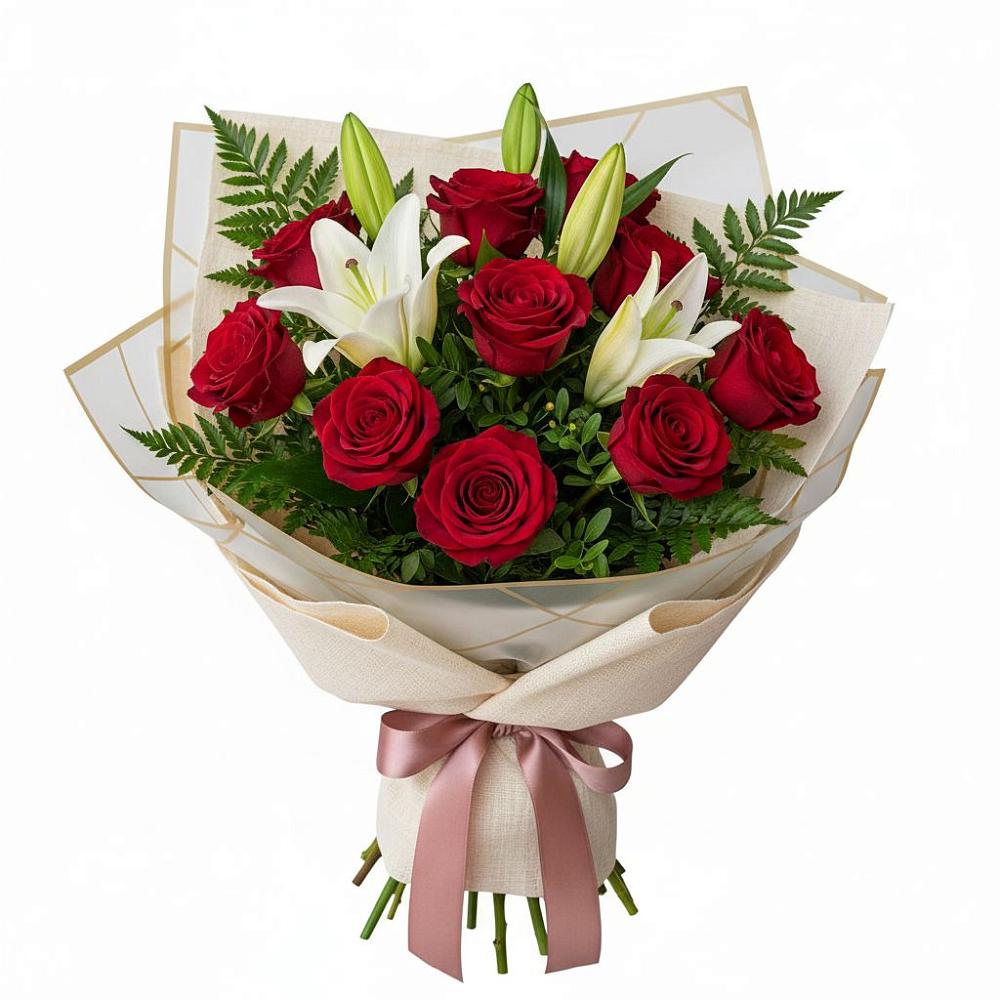 Букет цветов из: Лилии и Розы в Лысые Горы