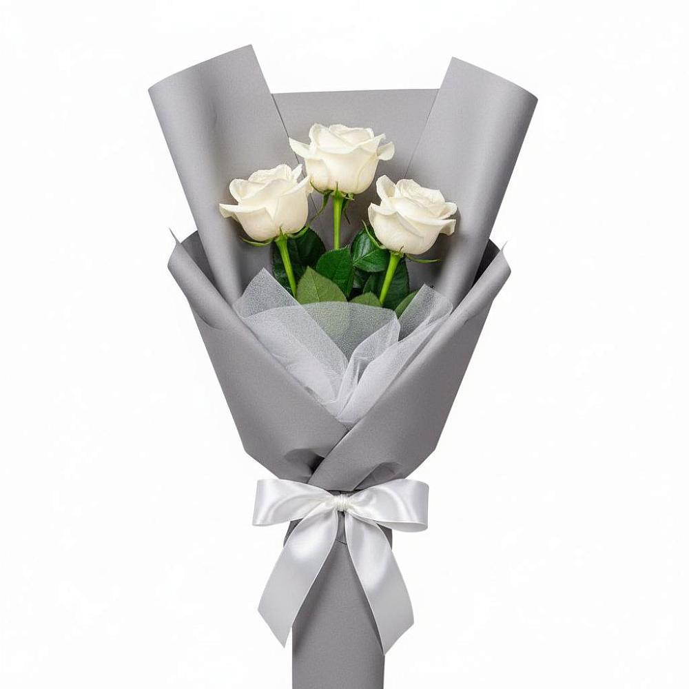 Букет 3 белые розы в Лысые Горы
