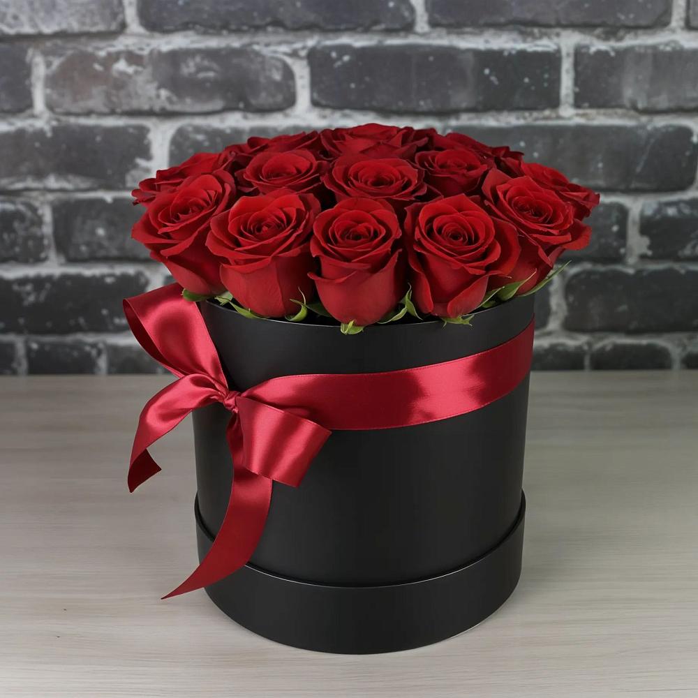 Цветочная композиция из Розы в шляпной коробке в Лысые Горы