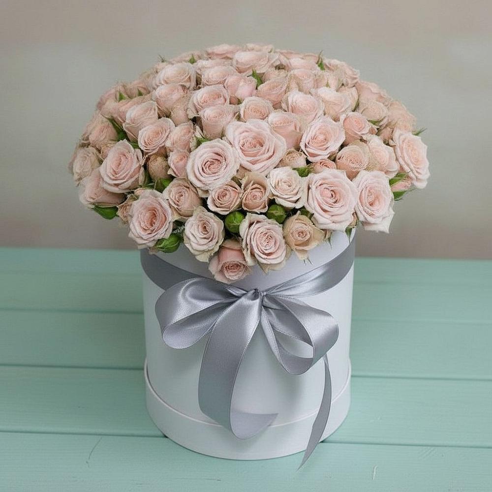 Цветочная композиция из Розы в шляпной коробке в Лысые Горы